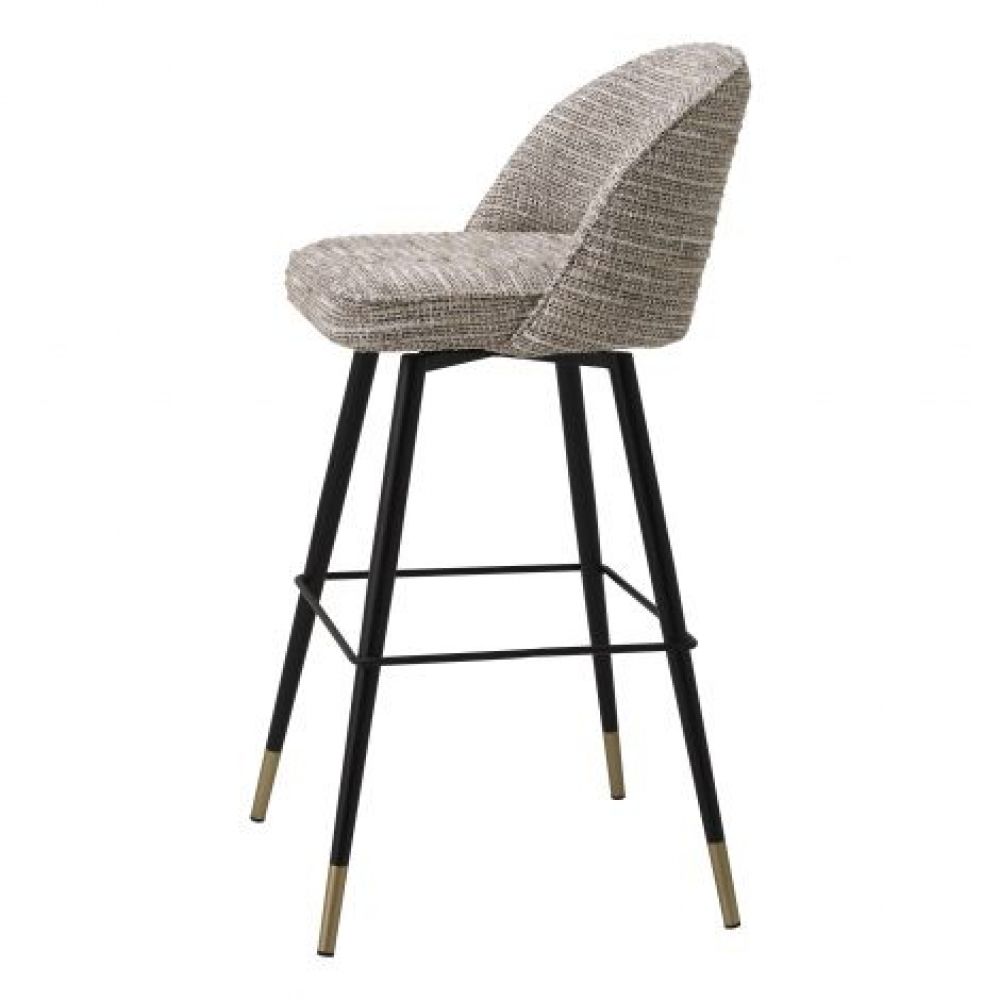 Set 2 scaune de bar rotative tapitat cu Material Textil Bej cu picioare din Metal Negru/Auriu H103xL51xA52cm Cliff