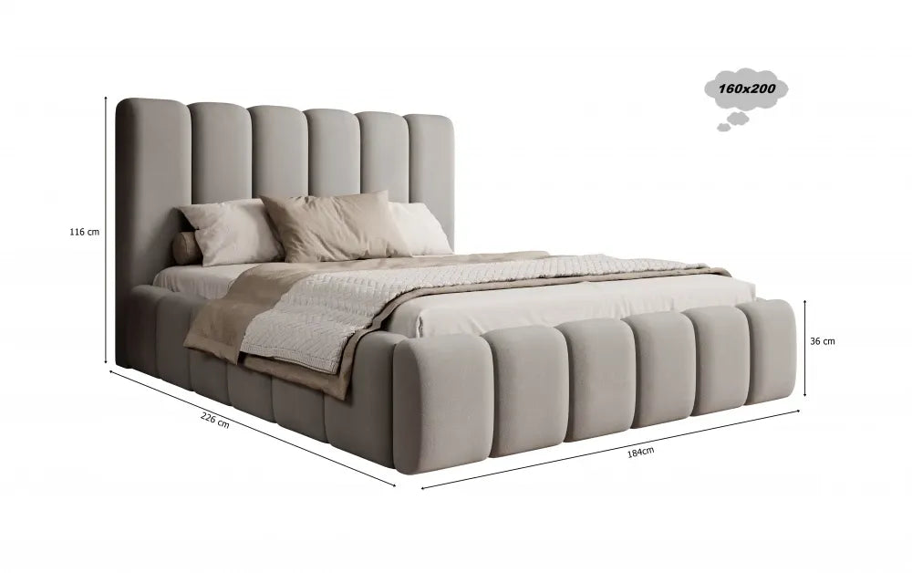 Pat 160 x 200 tapitat cu Catifea Monolith Gri Arden
