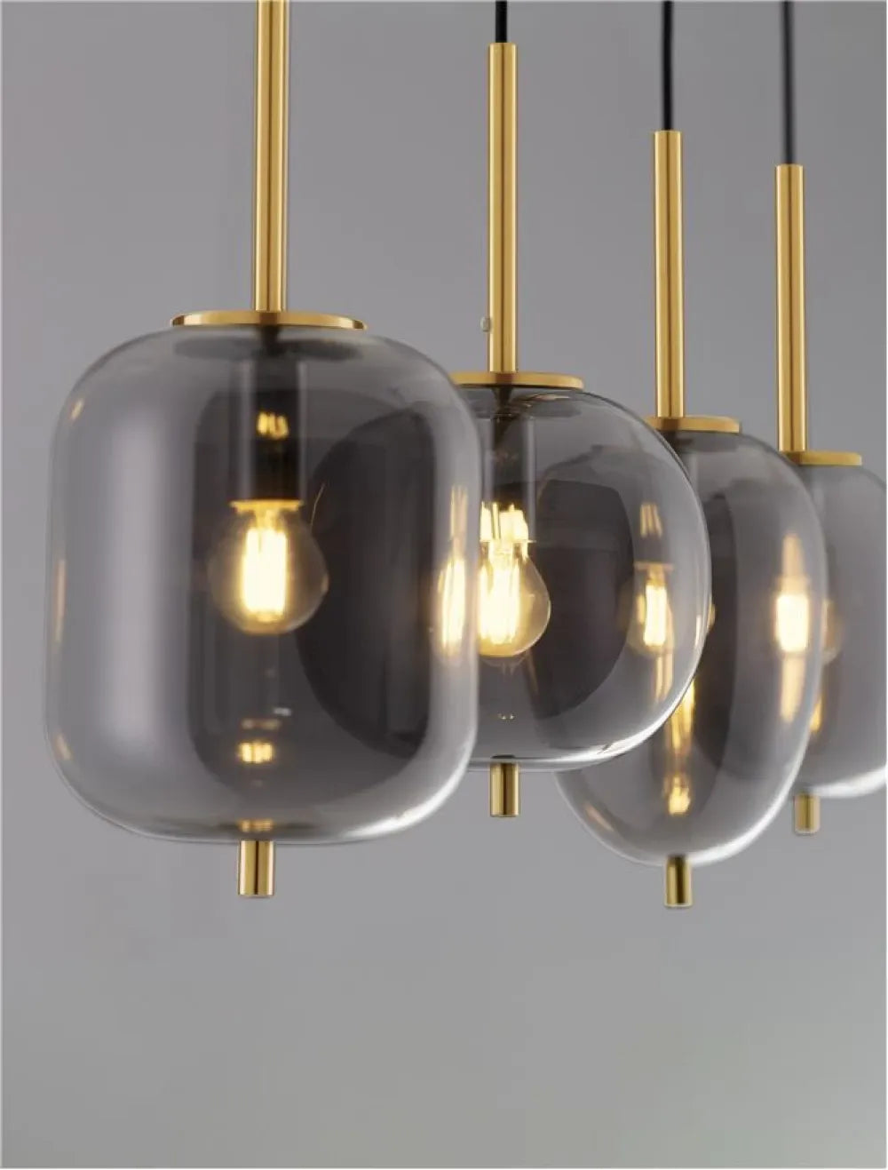 Lustra structura din Metal Auriu si abajur din Sticla Fumuriu H120xL110cm IP20 LATO
