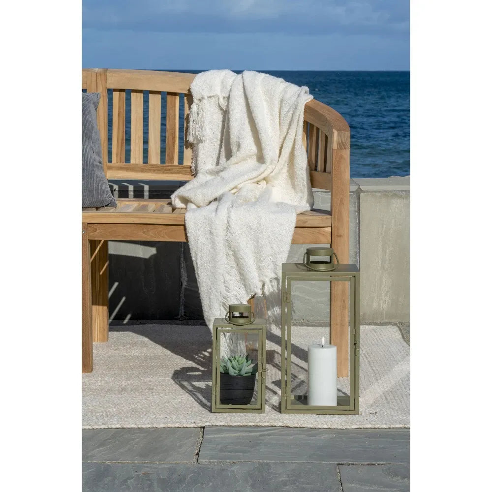 Set 2 felinare din Metal/Sticla Verde/Transparent H25.5/40xL13/19.5cm Corfu