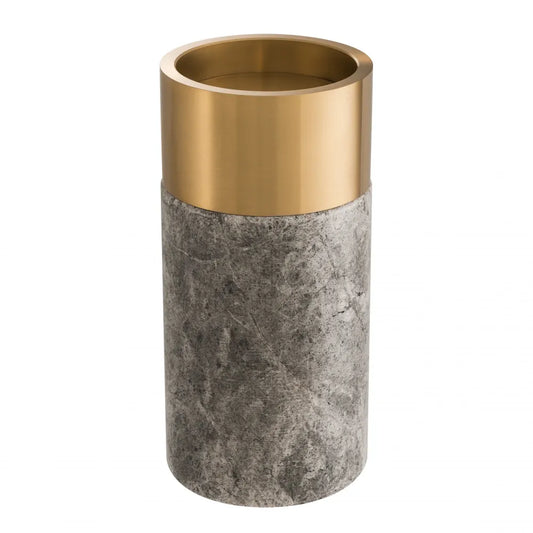 Set 3 suporturi lumanari din Metal/Marmura Alama/Gri D12cm Sierra Eichholtz