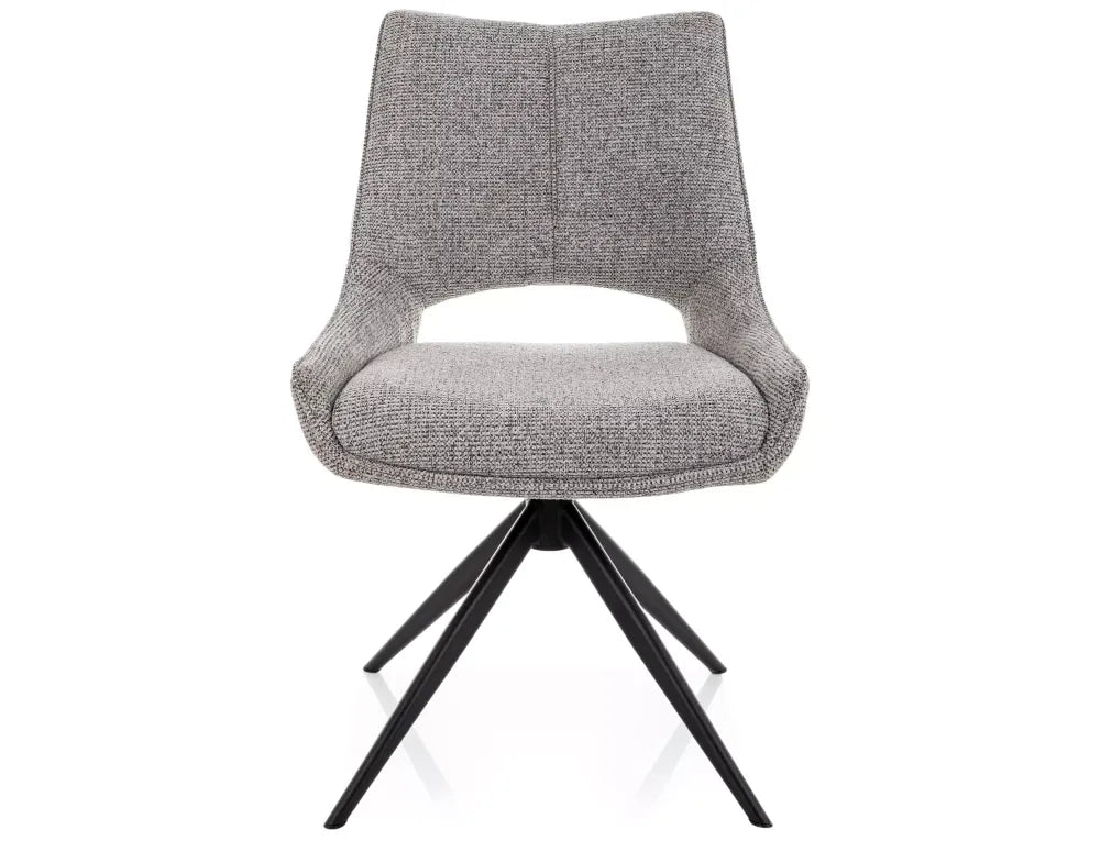 Set 2 Scaune rotative din Stofa Gri si Metal Negru H87xL56xA60cm Fino I