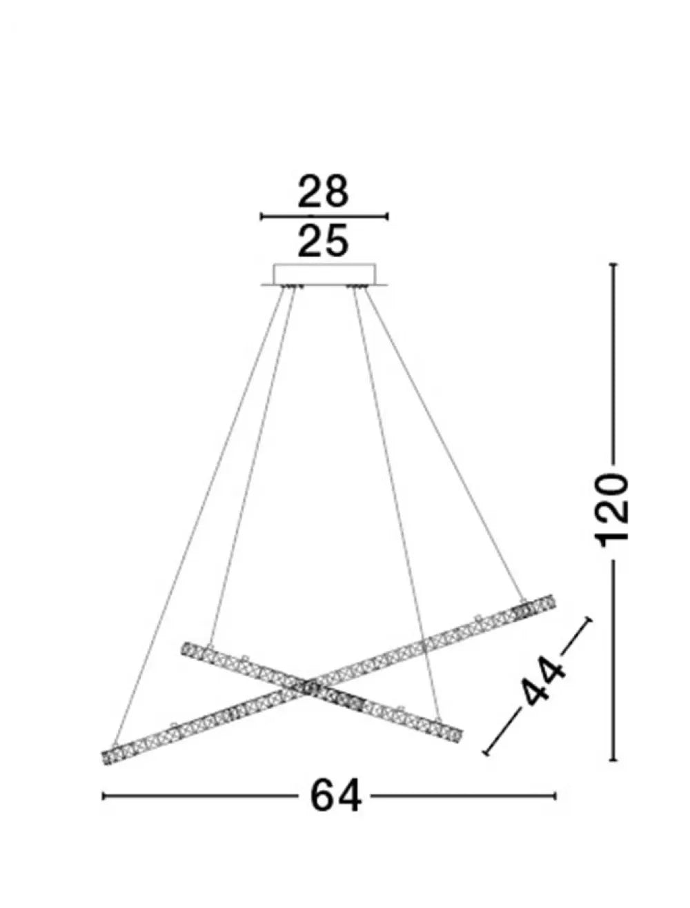 Lustra structura din Aluminiu Argintiu si abajur din Cristal Transparent H120xL64cm IP20 40W 2400lm 3500k CELINE