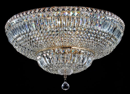 Candelabru Rotund din Metal si Cristal Auriu/ Basfor D61xH35cm