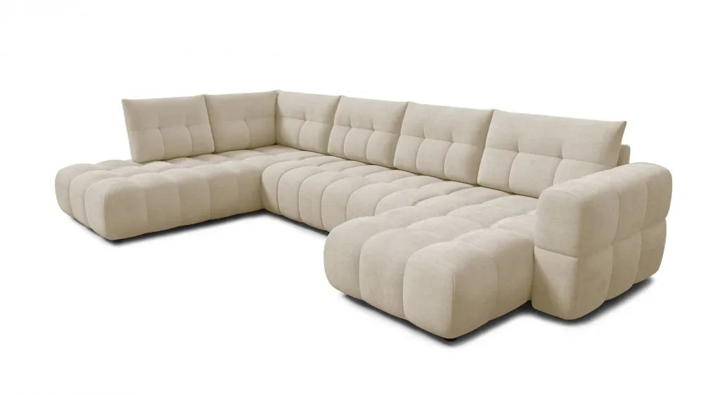 Coltar in forma de U tapitat cu material pet friendly Alias crem L374 x 219cm