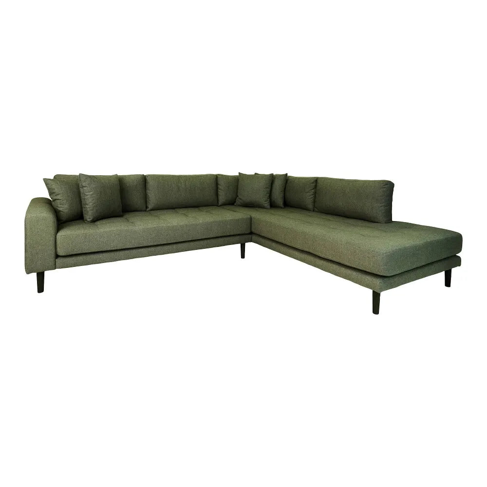 Coltar orientare dreapta cu picioare din Lemn de fag negru tapitat cu Stofa Verde L257xH76cm Lido