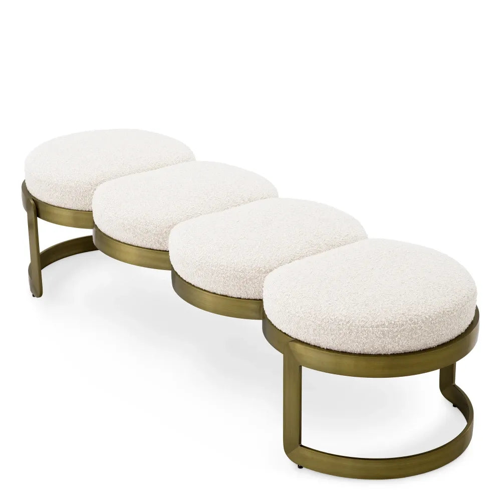 Bancheta tapitat cu Stofa boucle Crem L160xA50xH40cm Newport Eichholtz