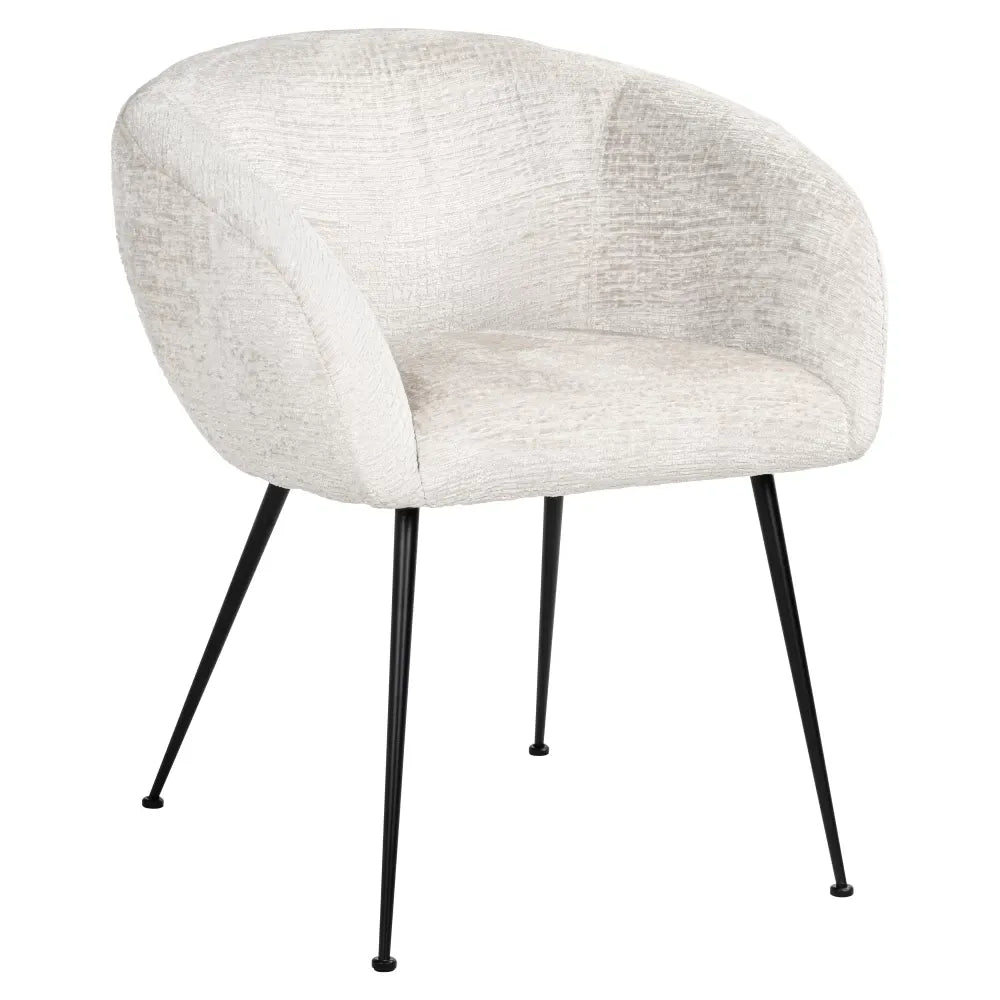 Scaun tapitat cu Stofa Crem cu picioare din Metal Negru H77xL65xA62cm Ruby Richmond Interiors