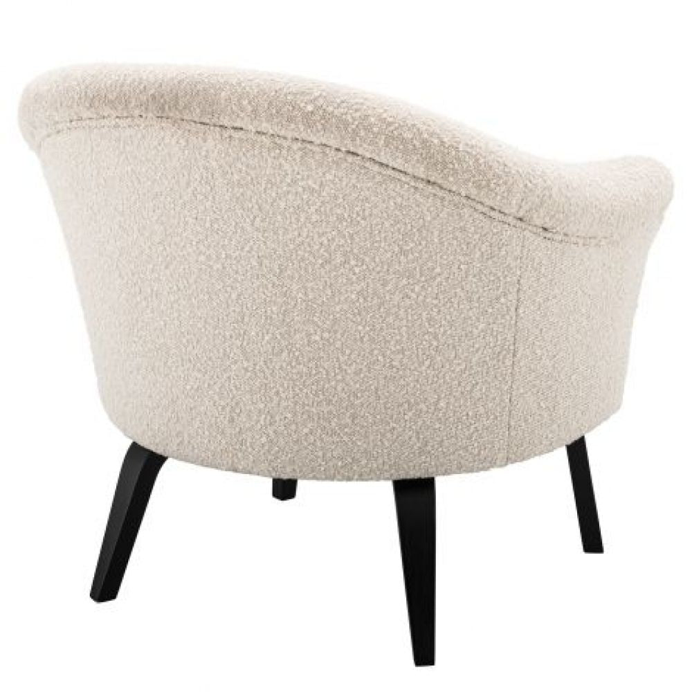 Fotoliu tapitat cu Boucle Crem cu baza din Metal Negru H69xL68xA74cm Moretti
