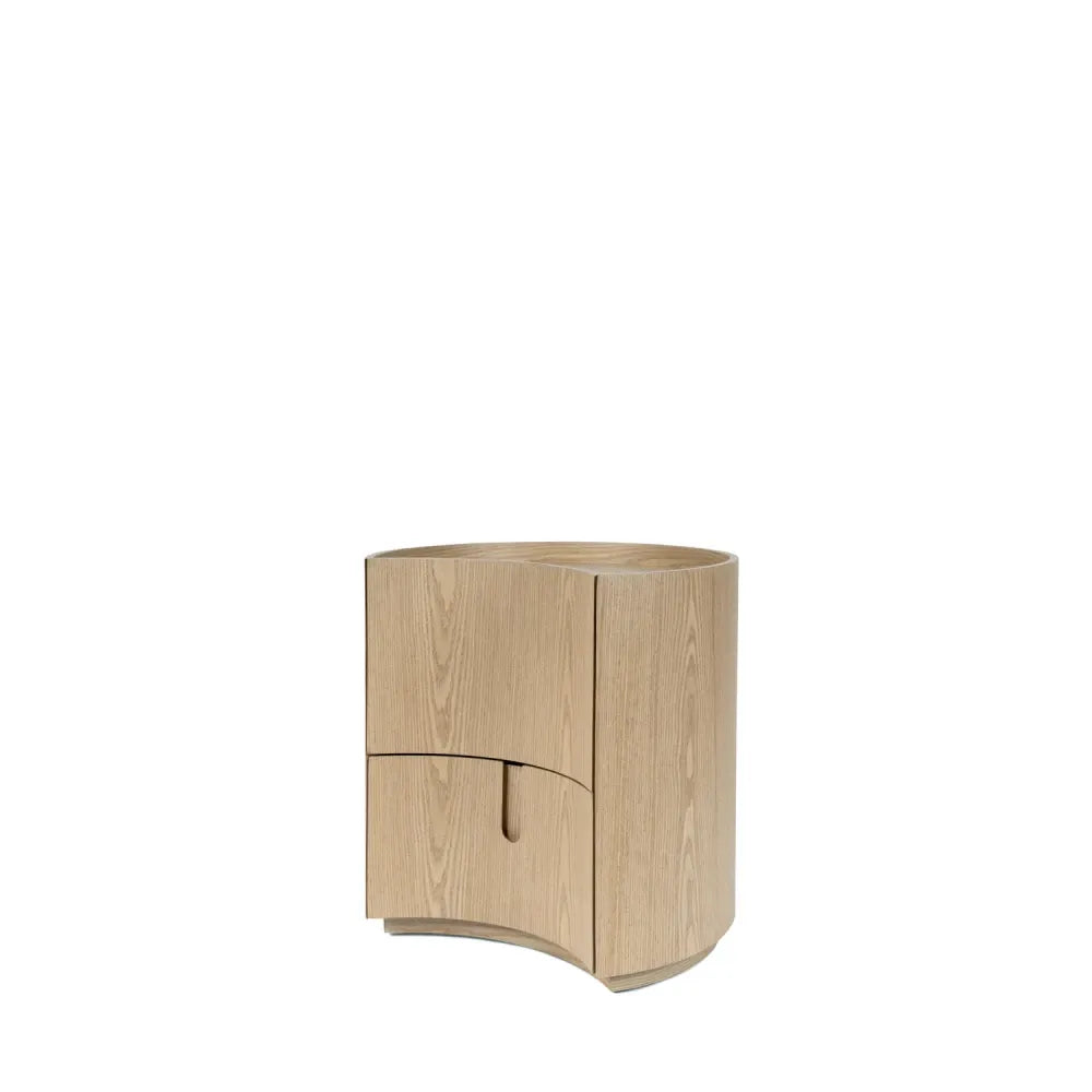 Noptiera rotunda cu 2 sertare Jordan de culoare stejar L52xH51cm