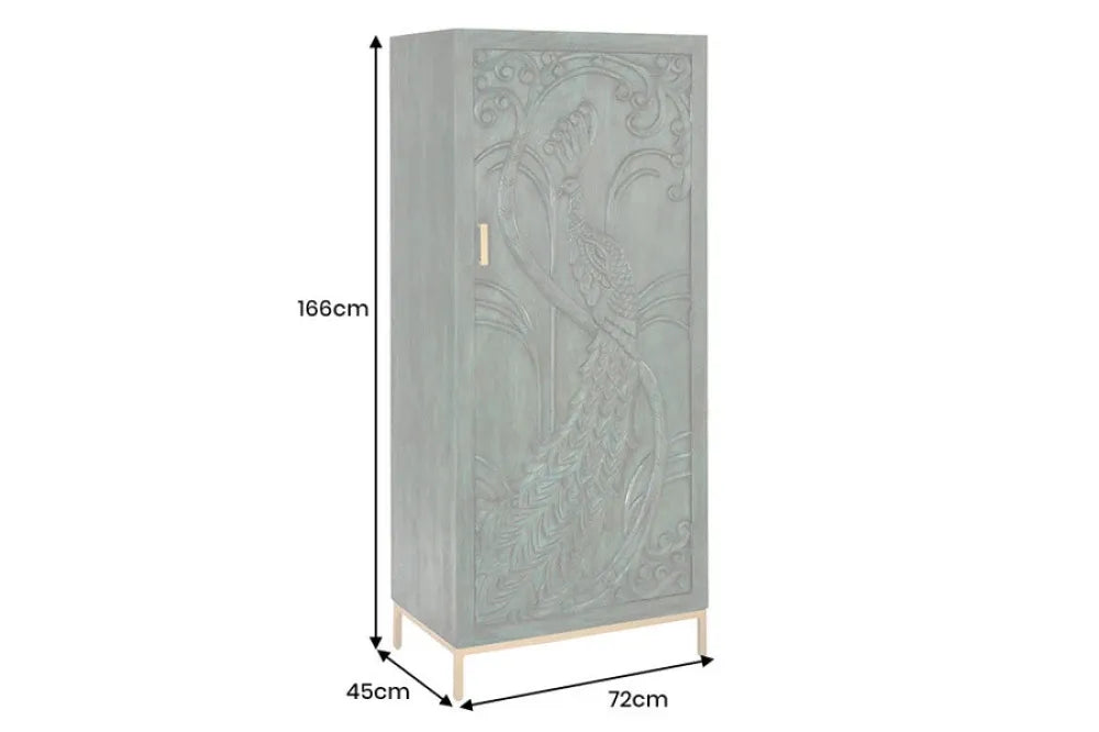 Dulap din Lemn de mango Verde si Metal Auriu L72xH166cm PEACOCK