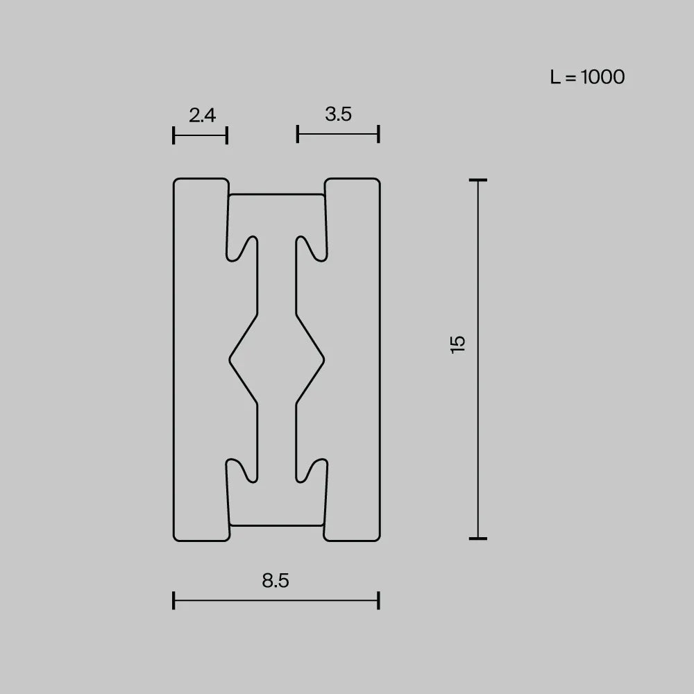 Sina 1 metru Flarity din Aluminiu Negru H1.5xL100cm Flarity