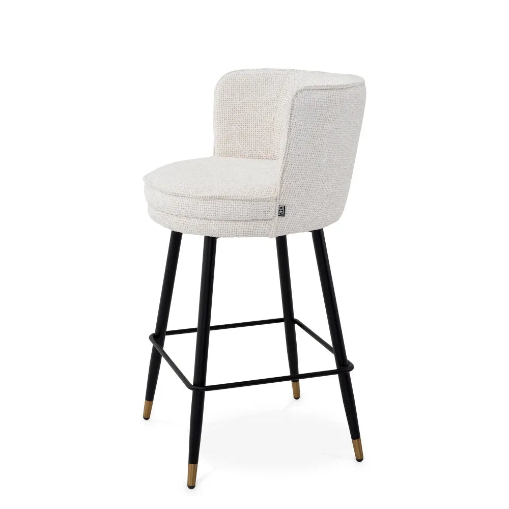Scaun de insula rotativ tapitat cu Stofa Alb L53xA48xH91cm Grena Eichholtz