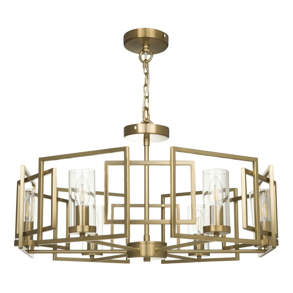 Lustra rotunda cu inaltime reglabila din Sticla Transparent cu 6 becuri D66xH139cm Bowi