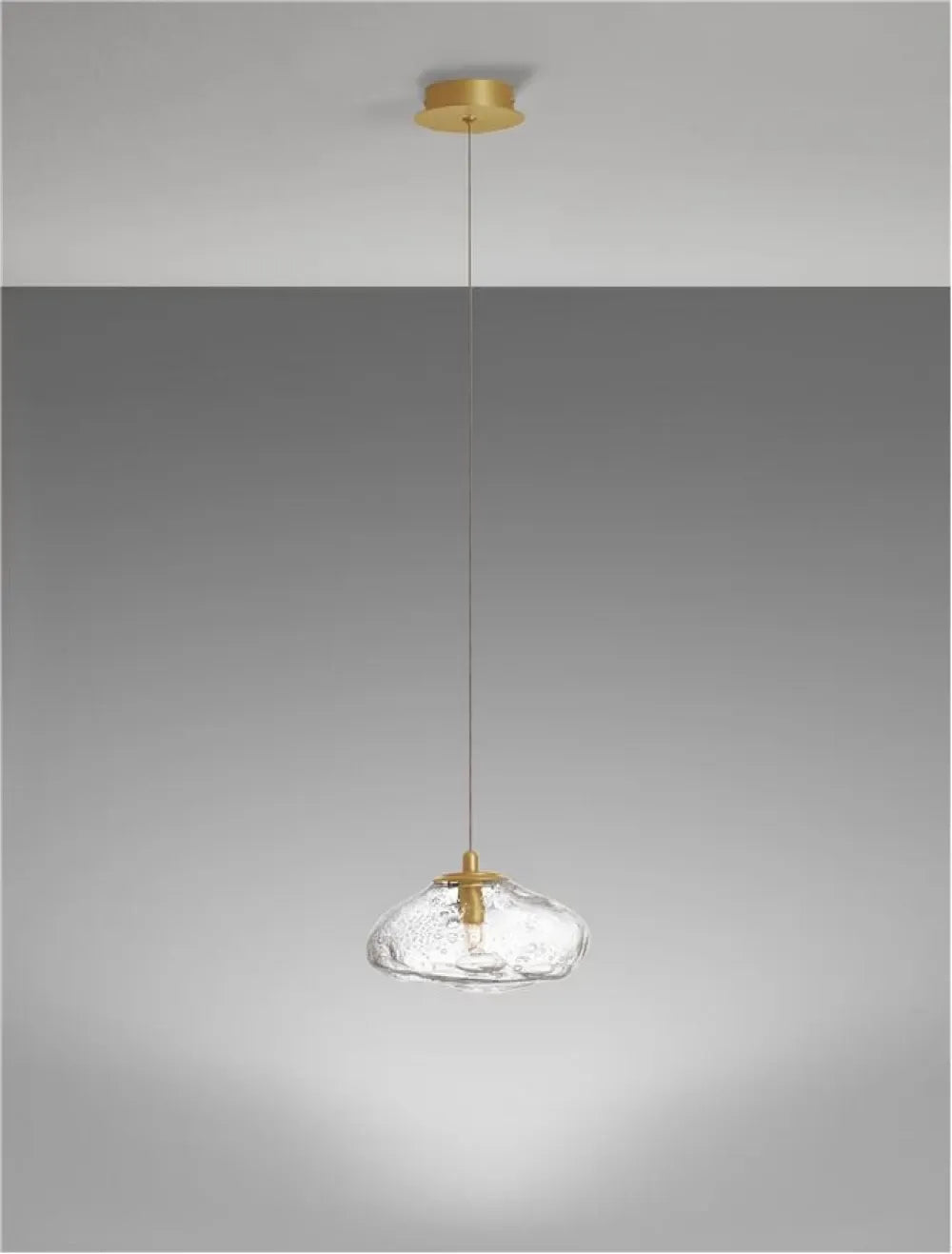 Pendul structura din Metal Auriu si abajur din Sticla Transparent H200xL20cm IP20 KING