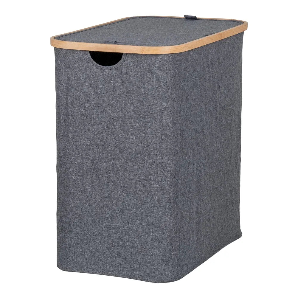 Cos de rufe din Lemn de bambus/Textil Maro/Gri H54xL33cm Noto