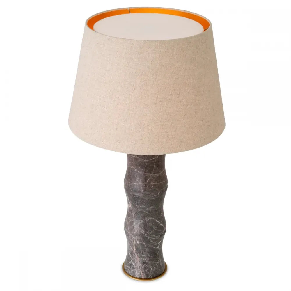 Veioza din Metal/Marmura Alama/Gri si Textil Bej H88xD16cm Bonny Eichholtz