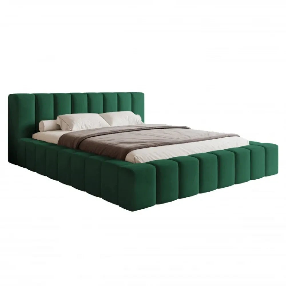 Pat 120 x 200 tapitat cu Catifea Magic velvet Verde smarald Cubo