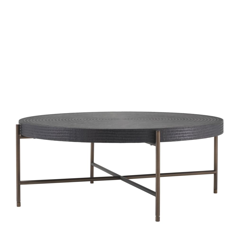 Masuta de cafea Rotunda din Otel inoxidabil si MDF Maro/Negru D105xH41cm Nikos
