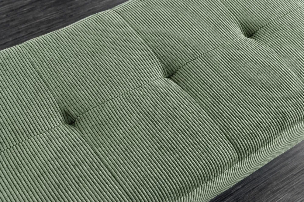 Bancheta din Metal Negru si Catifea raiata Verde H42xL100cm Boutique