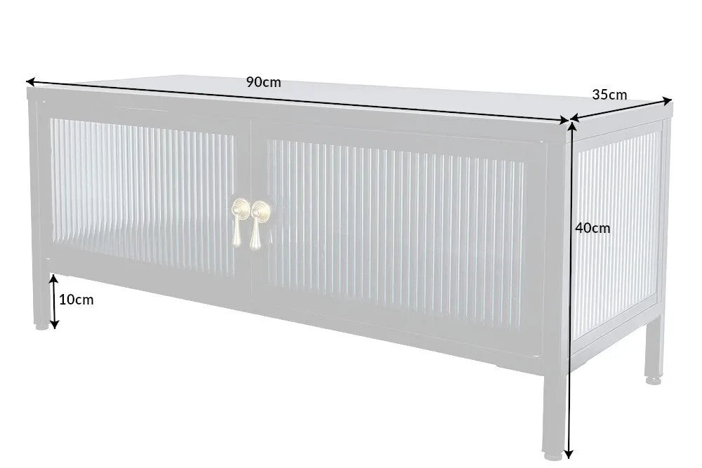 Comoda din Metal Negru si Metal/Sticla securizata Negru/Transparent L90xH70cm AMSTERDAM