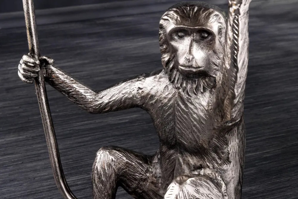Masuta laterala din Metal Argintiu L55xH55cm Wildlife monkey
