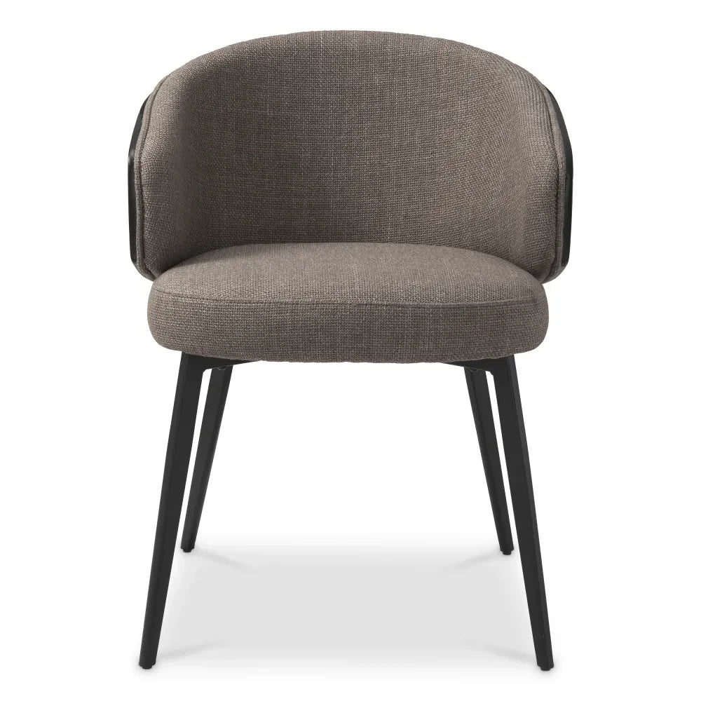 Scaun tapitat cu Stofa Gri L57xA62xH77cm Camerota Eichholtz