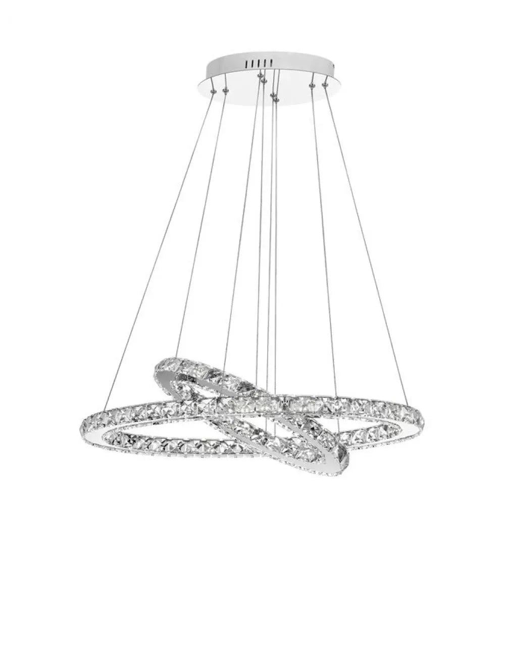 Lustra structura din Aluminiu Argintiu si abajur din Cristal Transparent H120xL64cm IP20 40W 2400lm 3500k CELINE