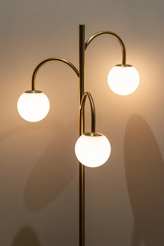 Lampa de podea din Metal/Marmura/Sticla Auriu/Alb L46xH155cm Janou
