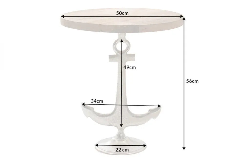 Masuta laterala din Lemn de mango Maro si Metal Argintiu L50xH56cm Anchor