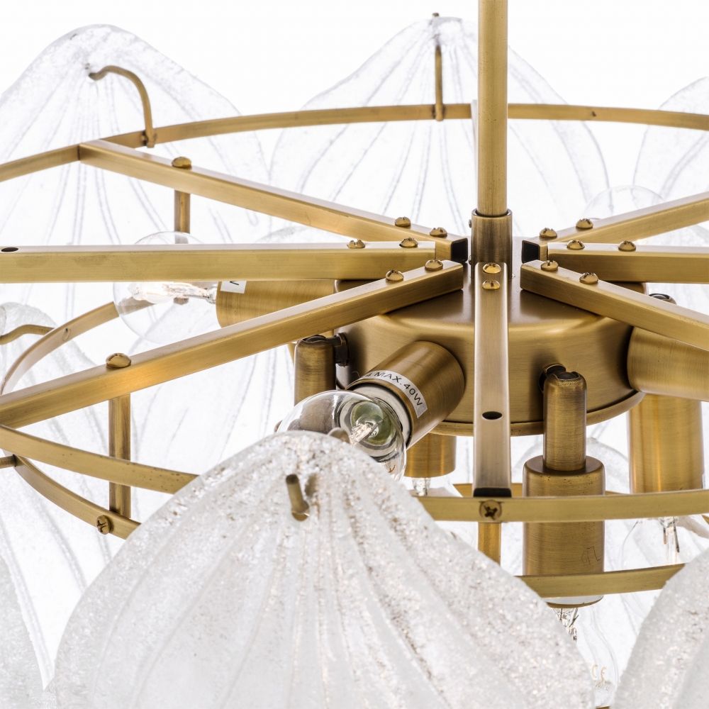 Lustra rotunda cu inaltime reglabila din Sticla Alb cu 9 becuri D62xH150cm NOVIDA