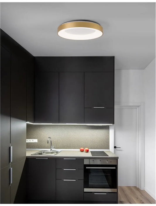 Plafoniera structura din Aluminiu Auriu si abajur din Acrilic Alb H9xL60cm IP20 50W 2864lm 3000k RANDO THIN