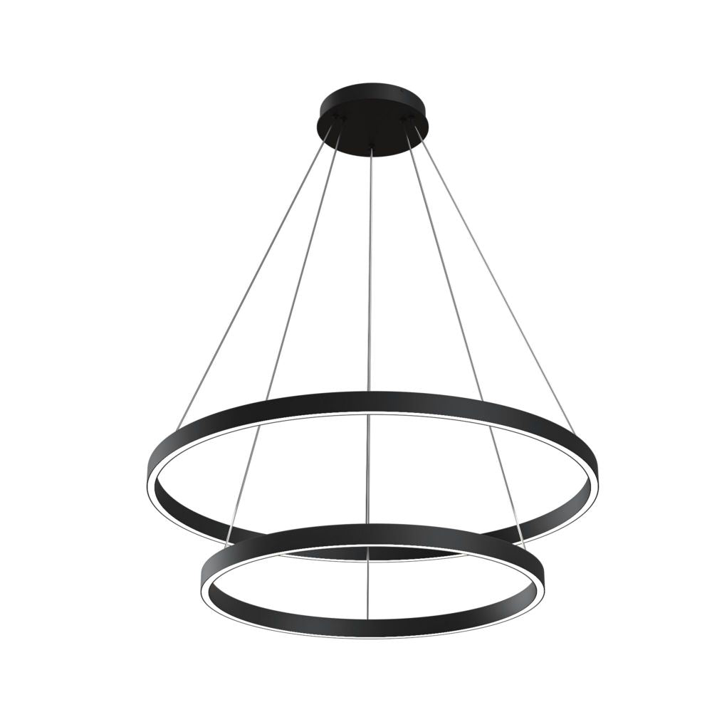 Lustra rotunda 2 cerucuri cu inaltime reglabila din Aluminiu Negru cu LED D80xH120cm Rim