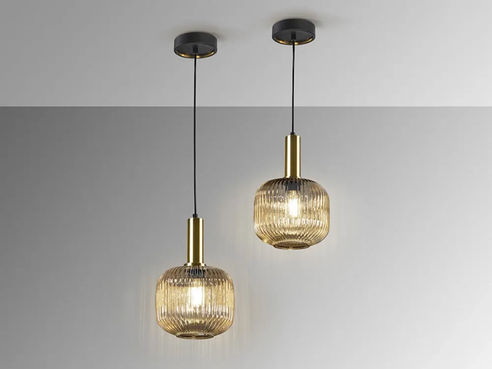 Pendul din Metal Negru si Sticla Auriu D20xH200cm Norma
