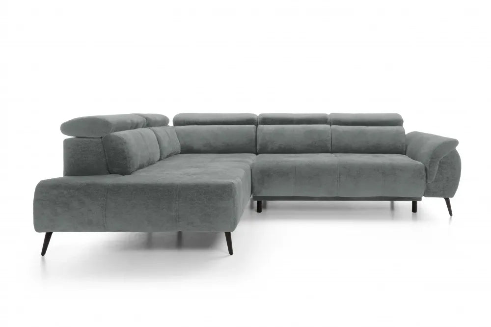 Coltar extensibil electric tapitat cu Chenille Gri Inchis cu lada depozitare Genova II