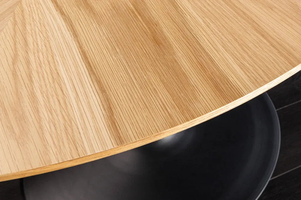 Masa din MDF/Furnir de stejar Maro deschis si Metal Negru D120xH75cm ATELIER
