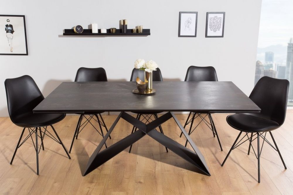 Masa extensibila dreptunghiulara din Ceramica Maro/Negru de 8-10 persoane L180/260x100cm Prometheus