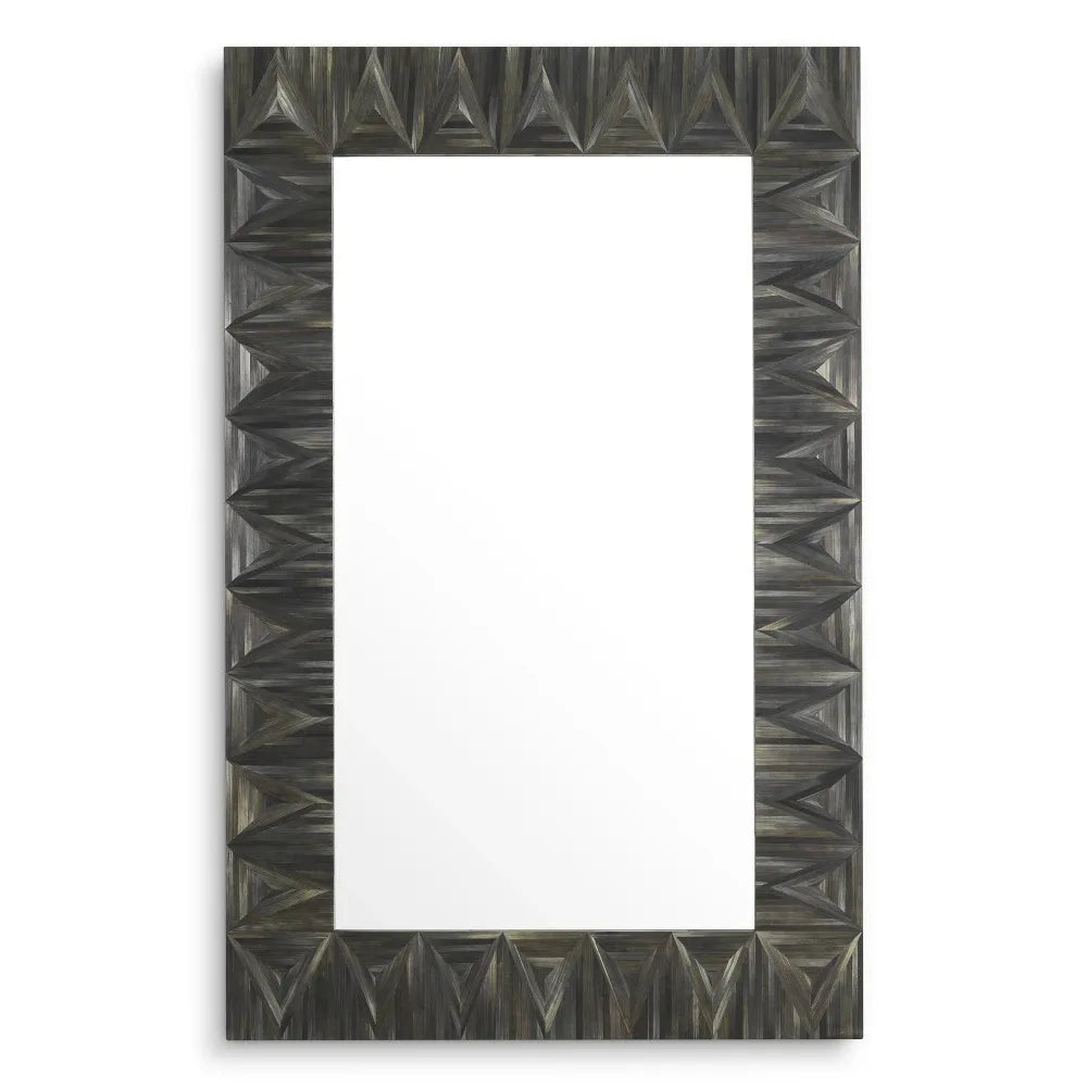 Oglinda cu rama din MDF/Paie Gri carbune L90xH140.5cm Belmont Eichholtz