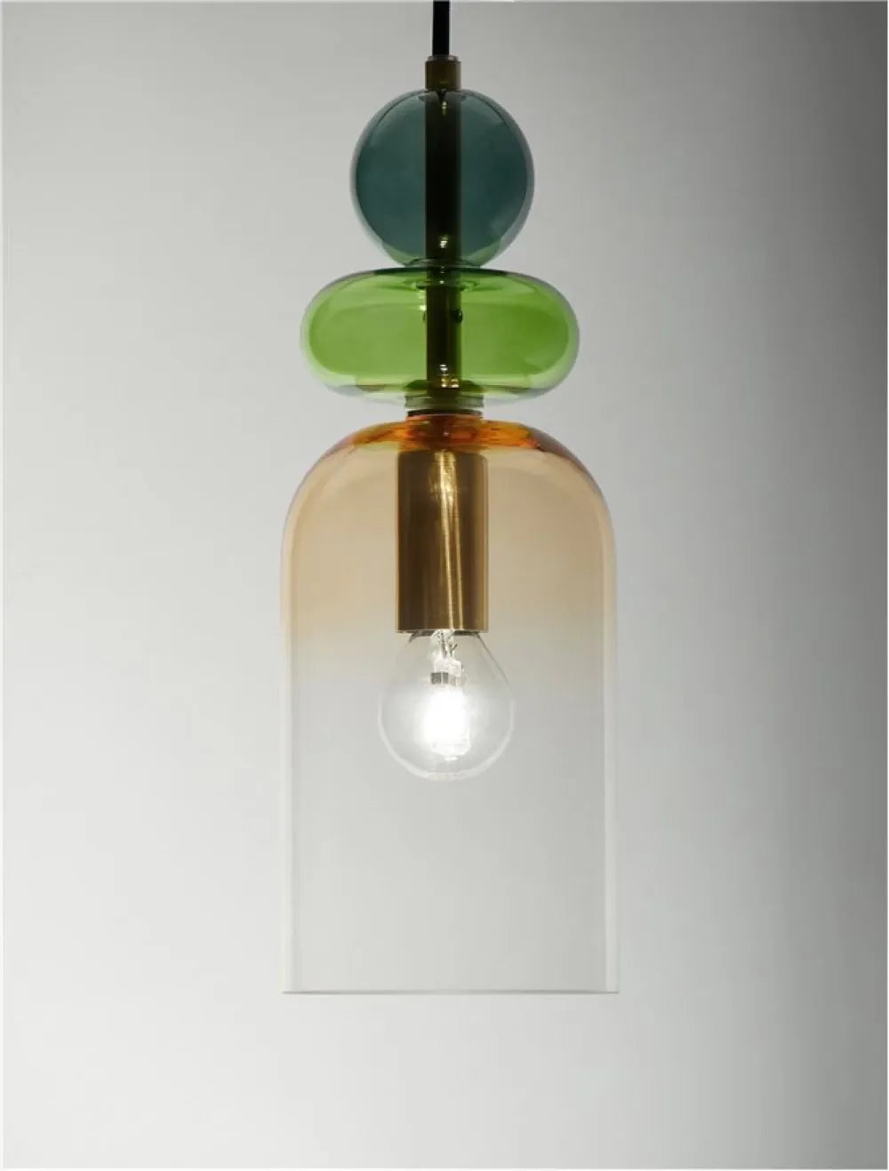 Pendul structura din Metal Negru/Auriu si abajur din Sticla Multicolor H184xL10.8cm IP20 MURANO