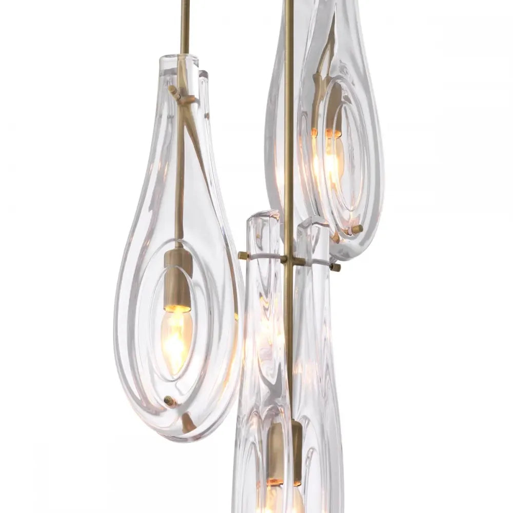 Candelabru din Metal Alama si Sticla Transparent H95.5xD30cm Bellano S  Eichholtz