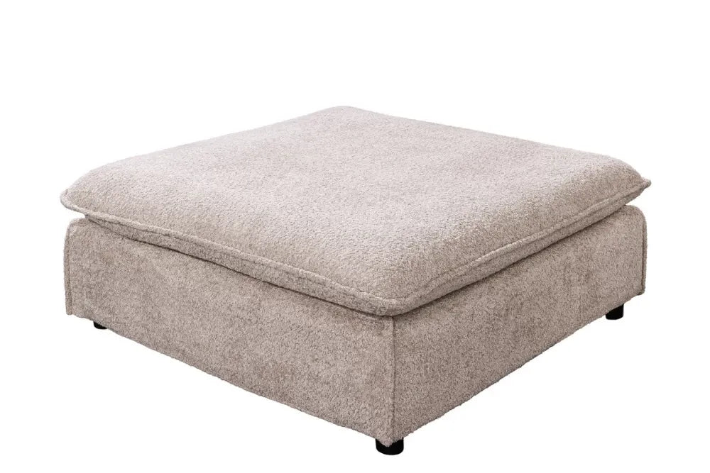 Puf cu husa detasabila din Lemn Negru si Stofa boucle Bej H42xL100cm Heaven
