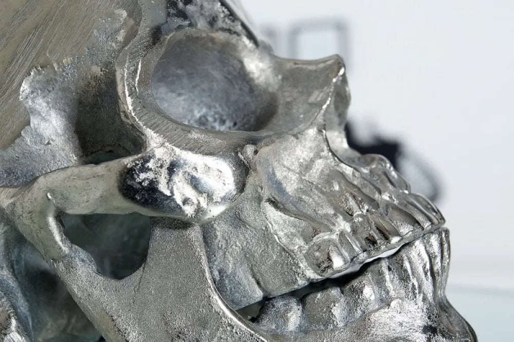 Veioza din Metal Argintiu si Textil Negru H44xD40cm Skull