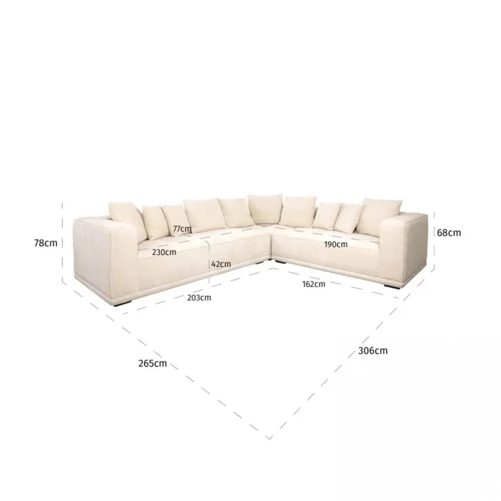 Coltar fix simetric tapitata cu Chenille Bej L308cm Lusso Richmond Interiors