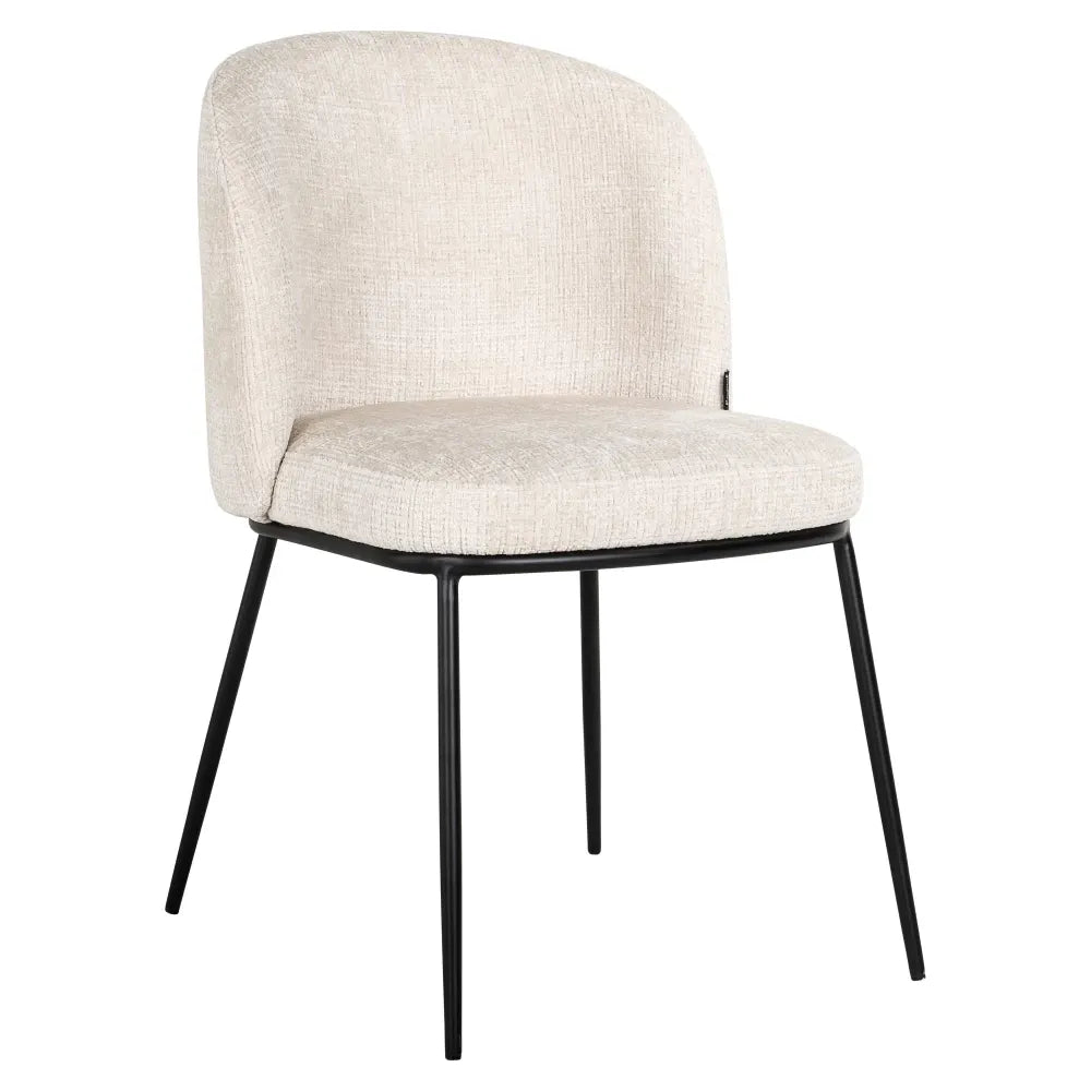 Scaun tapitat cu Chenille ignifug Bej cu picioare din Metal Negru H82xL53xA63cm Elvi Richmond Interiors