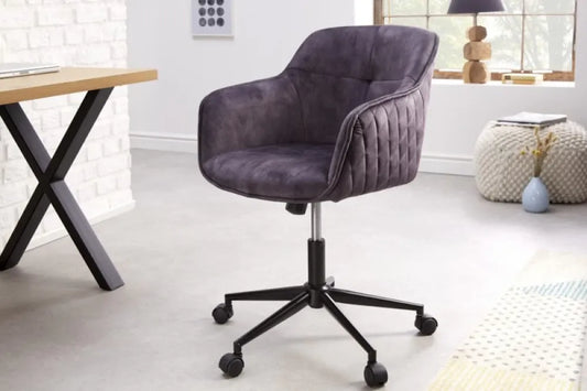 Scaun de birou cu inaltime reglabila tapitat cu Catifea Gri inchis cu picioare din Metal Negru H81-90xL58xA60cm Euphoria