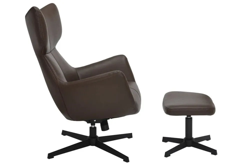 Fotoliu din Piele artificiala Maro si Metal Negru Hx103Lx75xA78cm Vogue