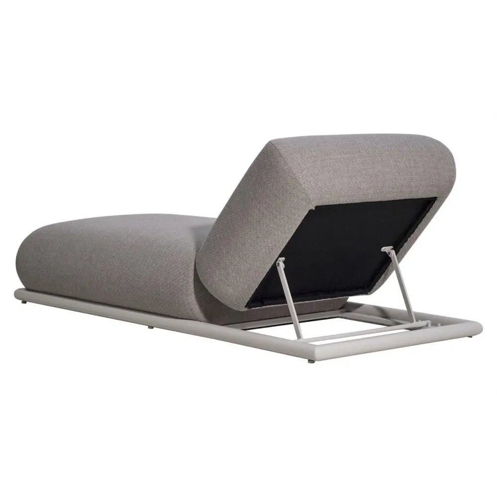 Sezlong de exterior din Stofa Grej si Metal Alb L196xH36cm Sullivan Richmond interiors