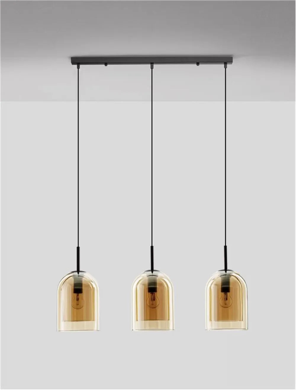Lustra structura din Metal Negru si abajur din Sticla Auriu H158xL70cm IP20 VELOR