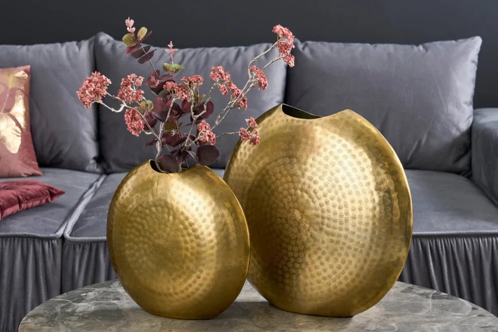 Set 2 vaze decorative din Metal Auriu H30/40xL32/44cm Oriental