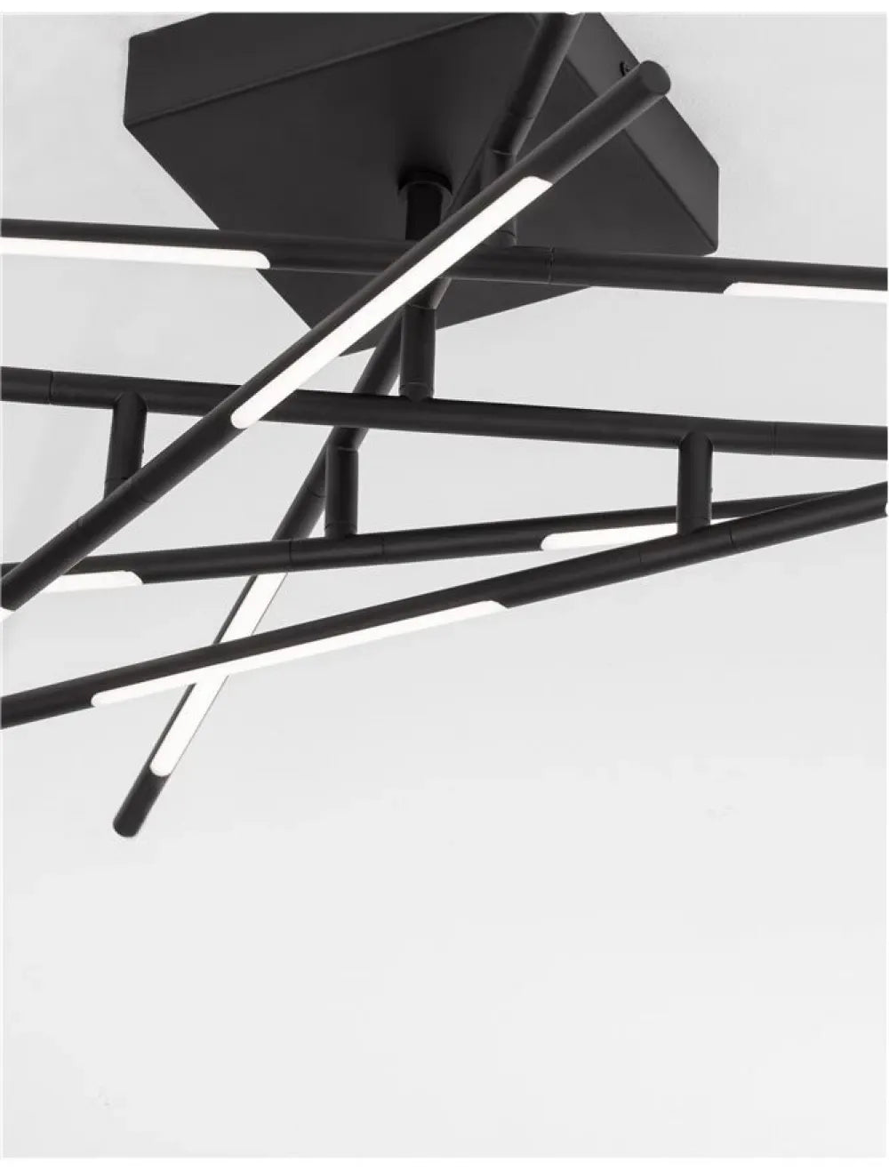 Plafoniera structura din Metal Negru si abajur din Acrilic Alb H21xL94.5cm IP20 59W 4195lm 3000k RACCIO